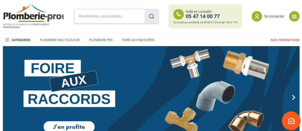Présentation de la boutique en ligne Plomberie‑Pro