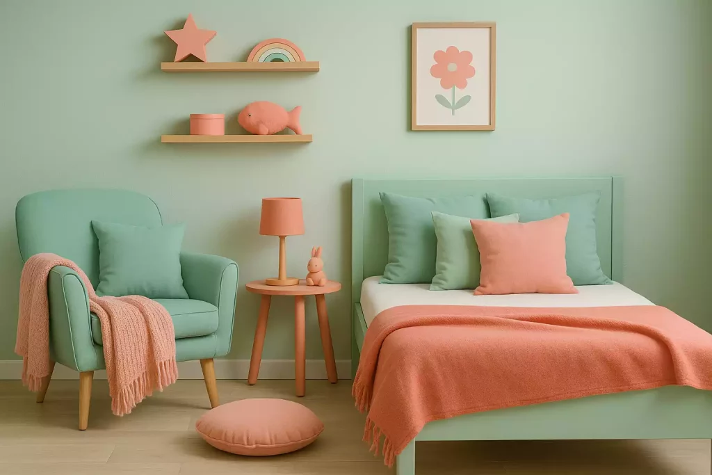 Mettre en valeur le vert d’eau avec des notes de couleur complémentaire