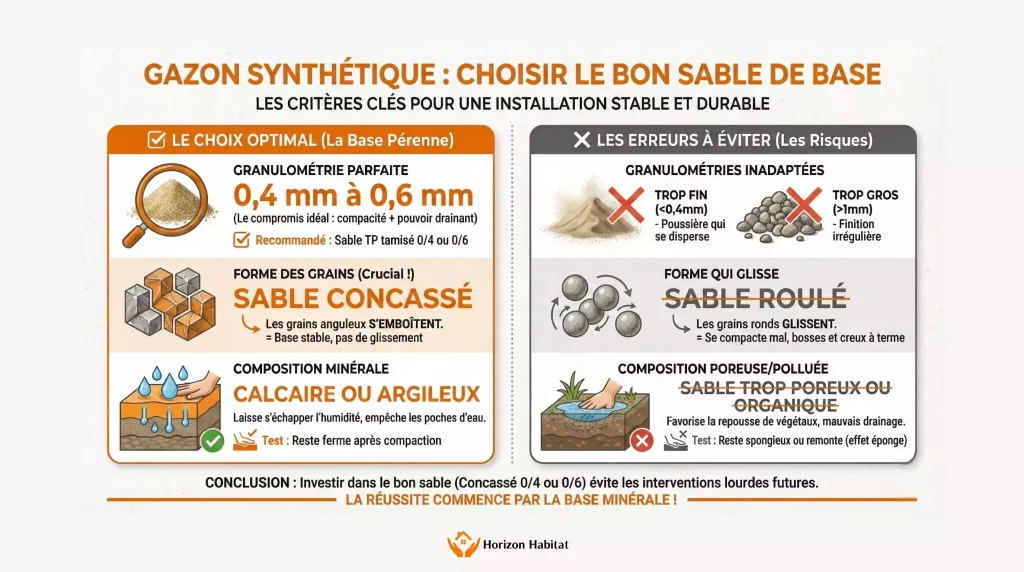 Granulométrie idéale et type de sable adapté
