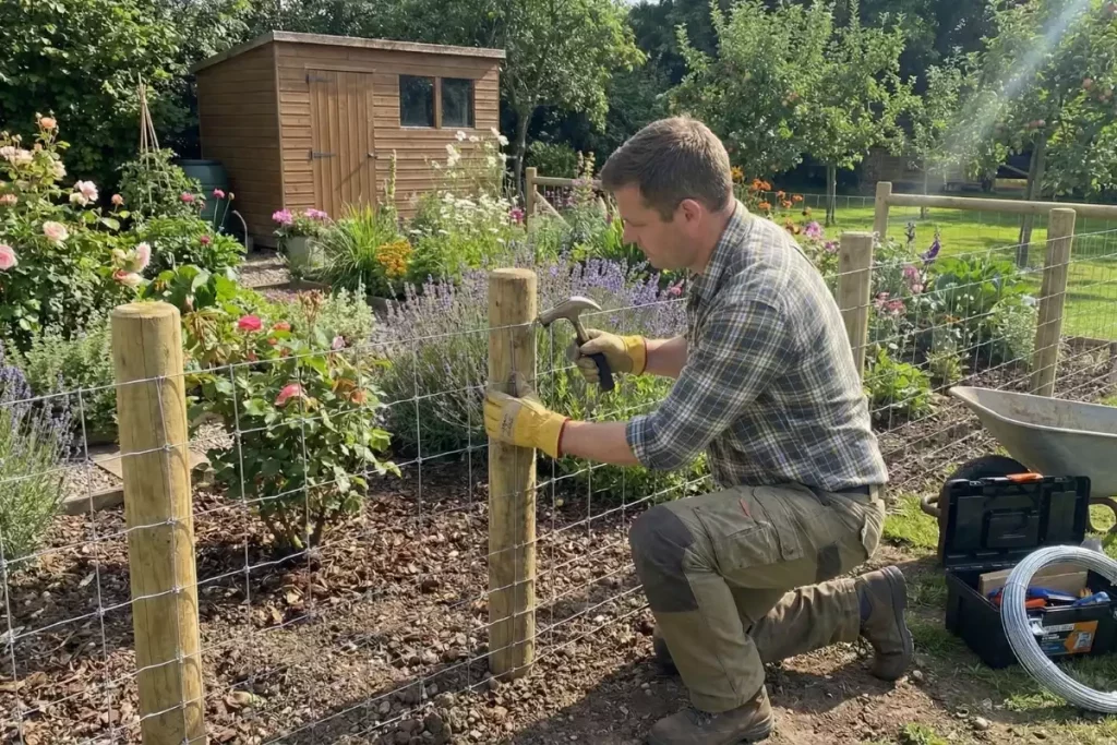 fixer du grillage sur poteau bois
