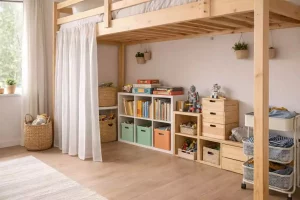 Idées inspirantes pour aménager l’espace sous un lit mezzanine
