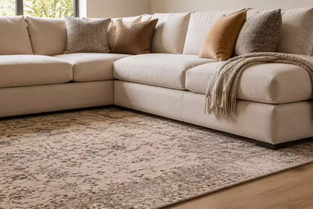 comment mettre un tapis sous un canapé d'angle