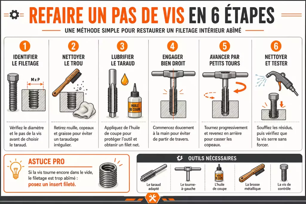 Préparer la réparation avant de toucher au filetage